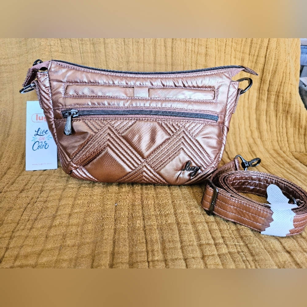 Lug Metallic Rose Gold Crossbody Bag
